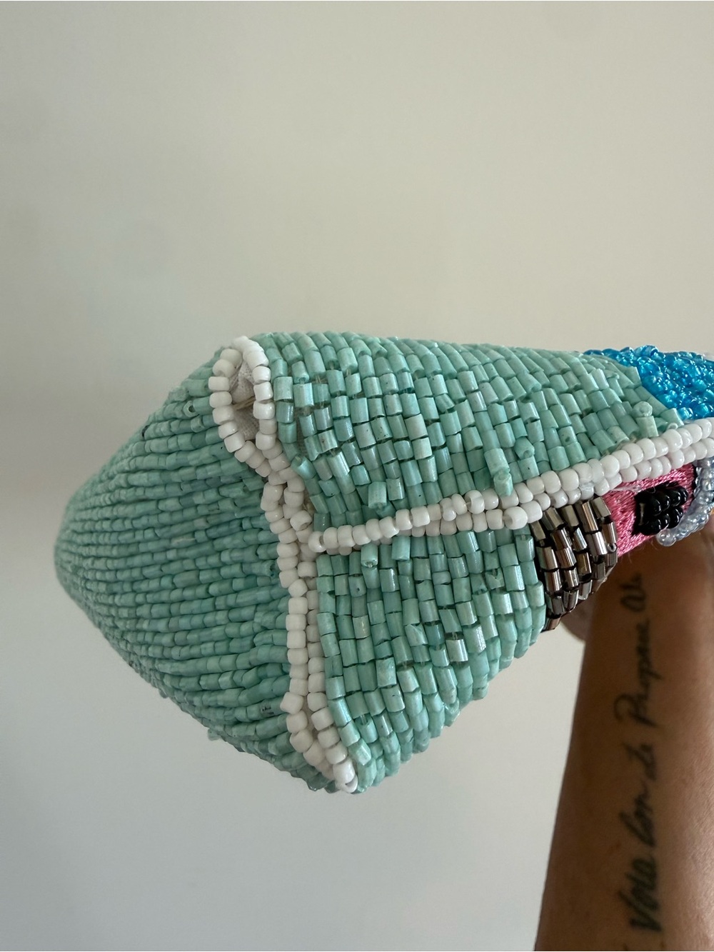 Viral Portofino Italy Handcrafted Beaded Bag Bamboo Handle Clutch - Picture 10 of 10